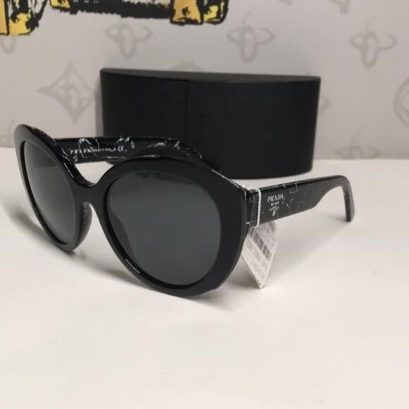 New Prada SPR 01Y 09V-5S0 Women’s Sunglasses – Black Marble - Picture 6 of 13
